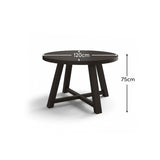 Charlotte Black Oak Round Dining Table Set - 4 Seater - Ella Black Oak Carver Chairs - Off White Boucle - Laura James