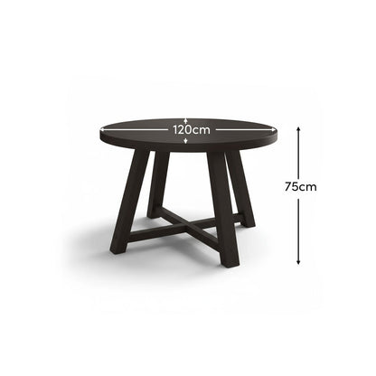 Charlotte Black Oak Round Dining Table Set - 4 Seater - Ella Black Oak Carver Chairs - Off White Boucle - Laura James