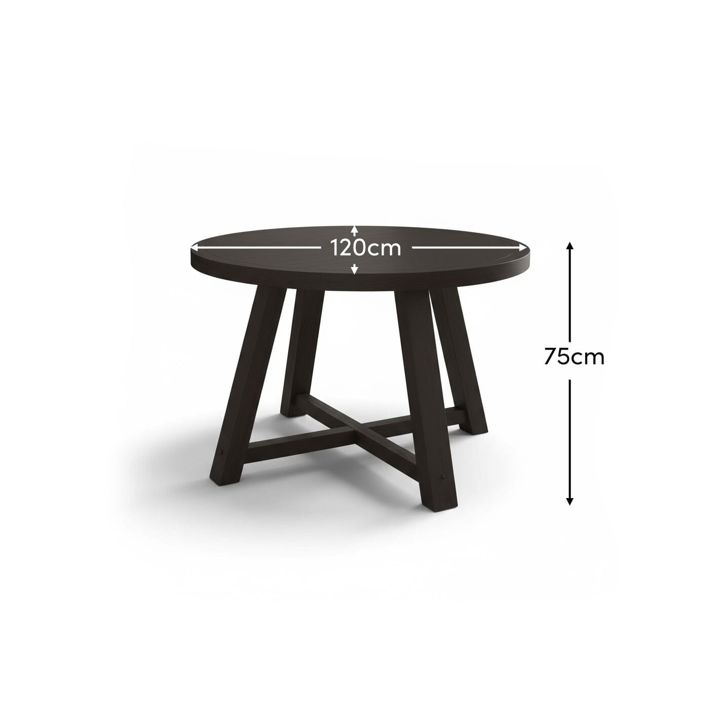 Charlotte Black Oak Round Dining Table Set - 4 Seater - Ella Black Oak Carver Chairs - Fawn Linen - Laura James 
