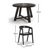 Charlotte Black Oak Round Dining Table Set - 4 Seater - Ella Black Dining Armchairs - Laura James 