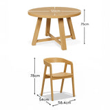 Charlotte Pale Oak Round Dining Table Set - 4 Seater - Ella Pale Oak Carver Chair - Laura James