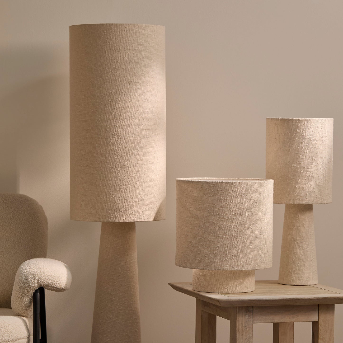 Chattendon Ivory Boucle Floor Lamp - 36cm - Laura James