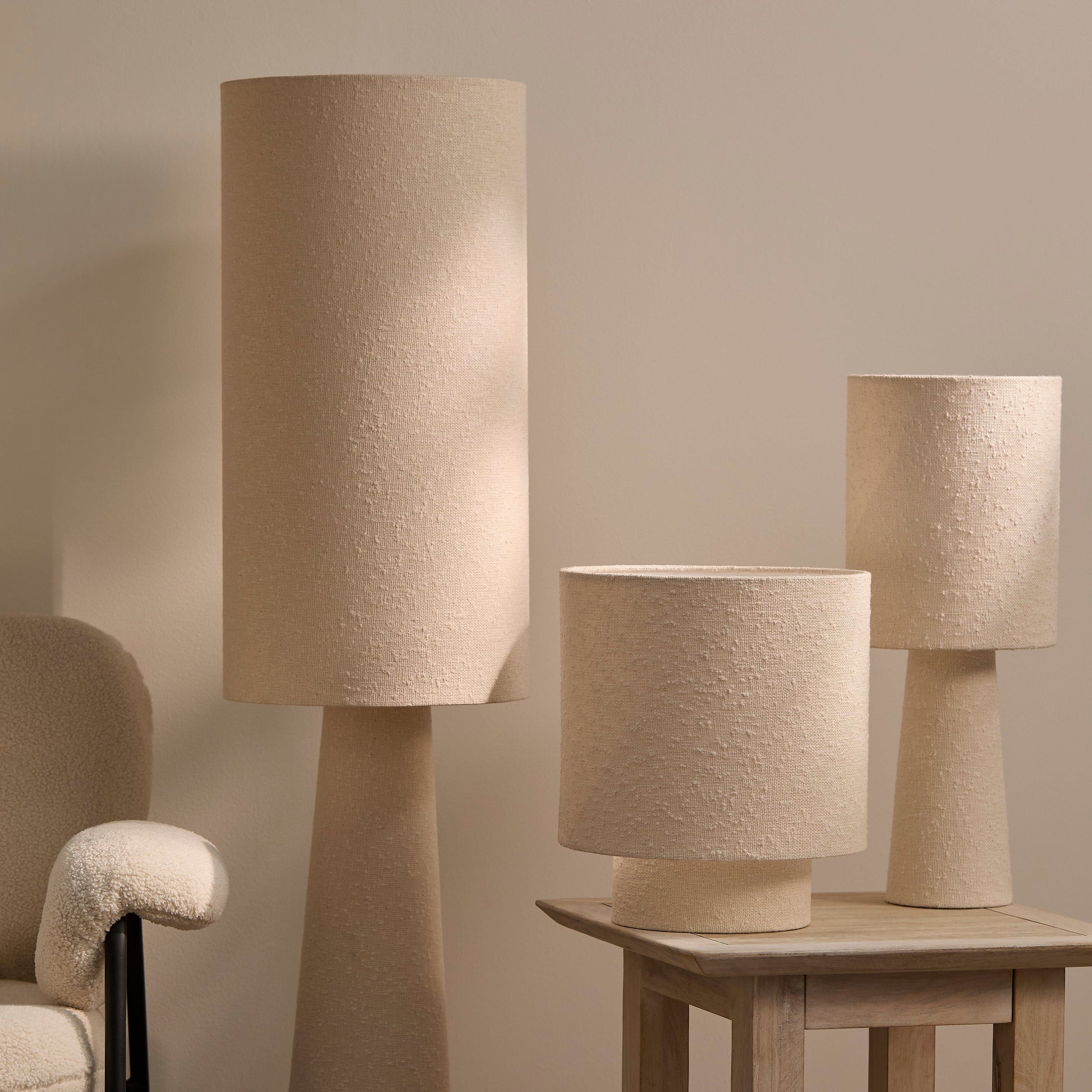 Chattendon Ivory Boucle Floor Lamp - 36cm - Laura James