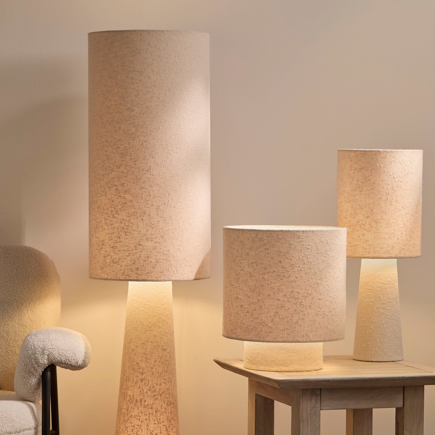 Chattendon Ivory Boucle Floor Lamp - 36cm - Laura James
