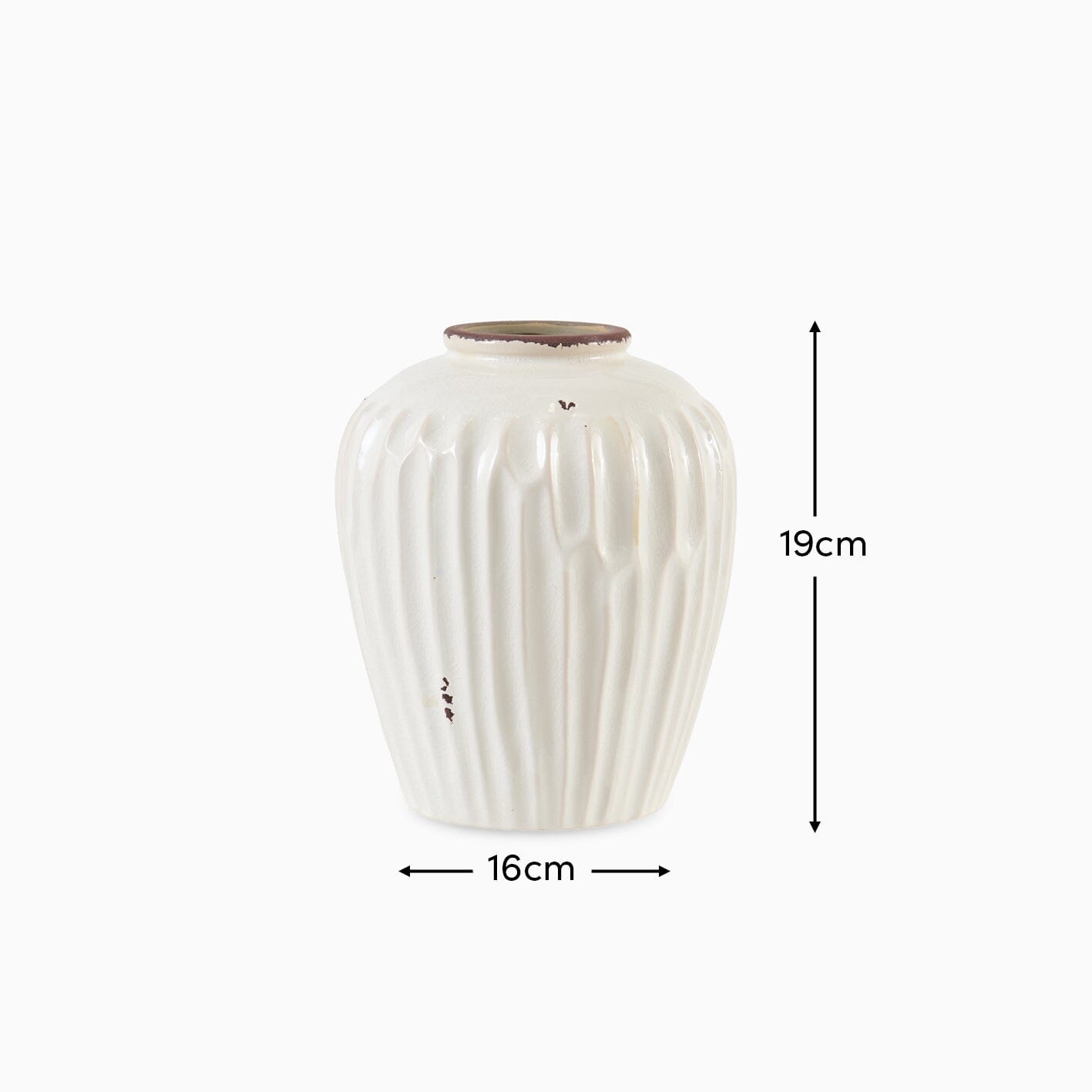 Chera 19cm Ceramic Vase - Off White - Laura James