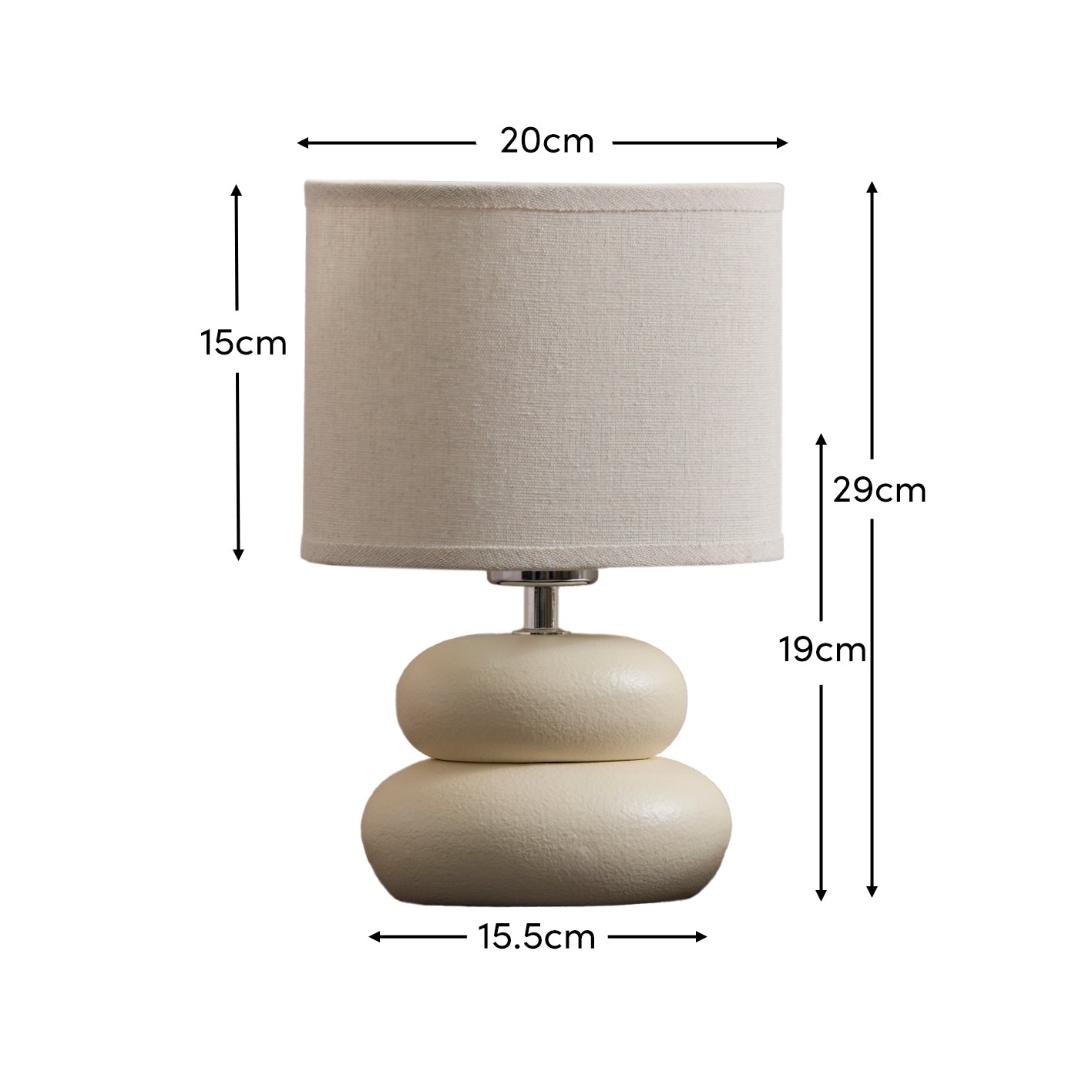 Chesil 29cm Table Lamp - Off White with Alabaster White Linen Shade - Laura James 