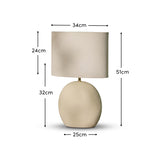 Chesil Off White 51cm Table Lamp with Alabaster White Linen Shade - Laura James 