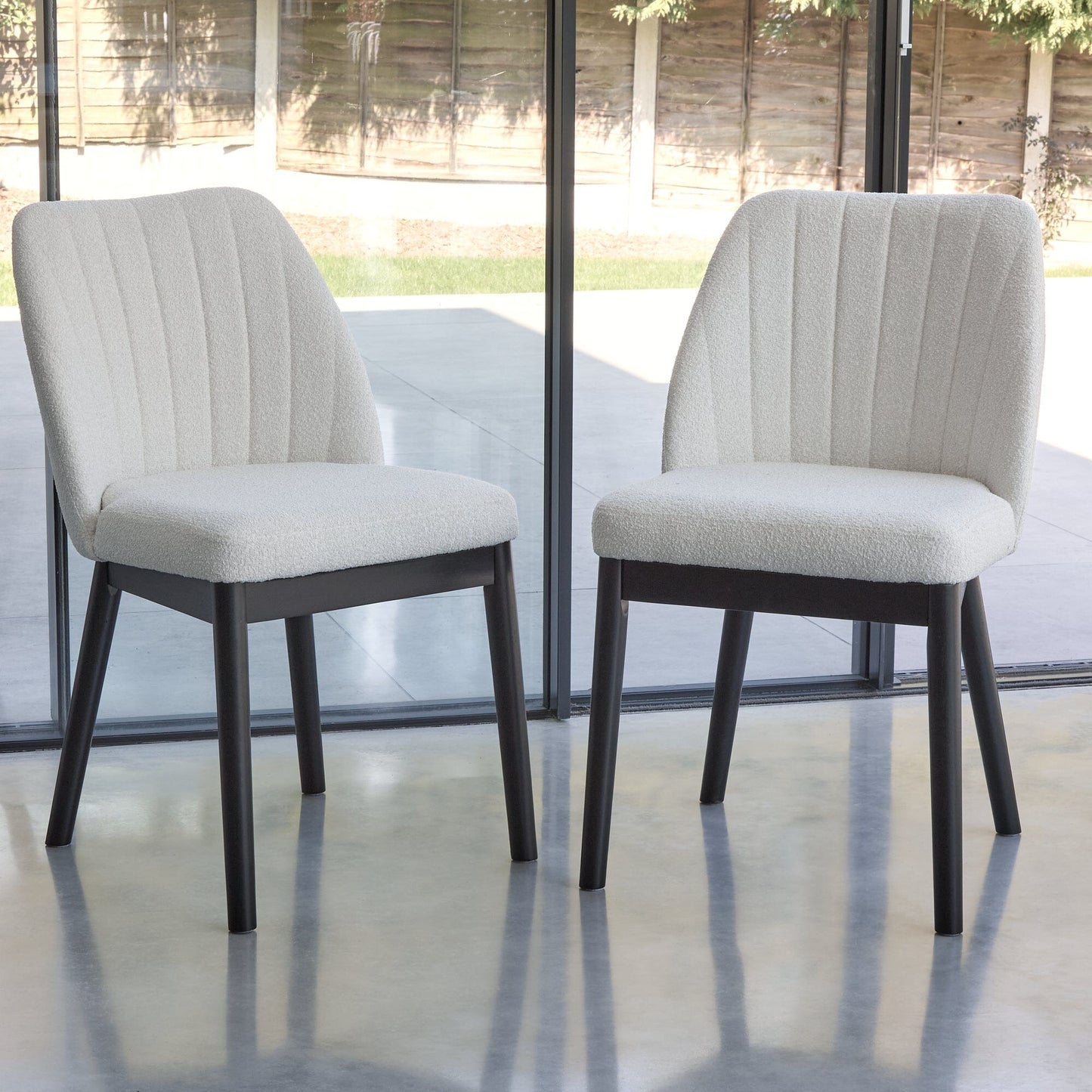Chloe Dining Chair - Set of 2 - Light Beige with Black Oak Legs - Laura James 