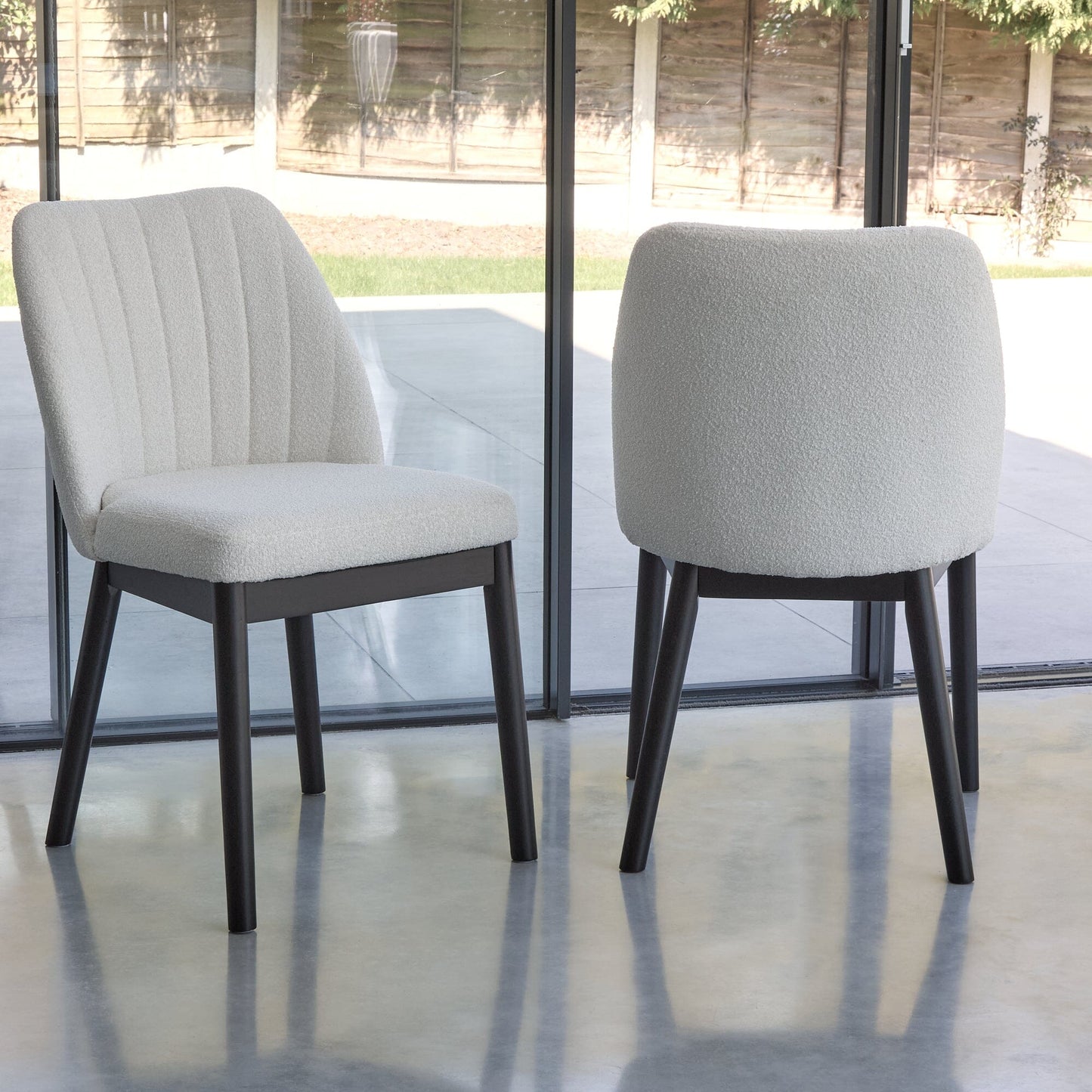 Chloe Dining Chair - Set of 2 - Light Beige with Black Oak Legs - Laura James 