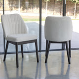 Chloe Dining Chair - Set of 2 - Light Beige with Black Oak Legs - Laura James 