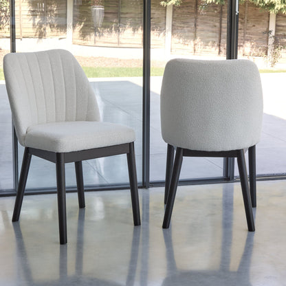 Chloe Dining Chair - Set of 2 - Light Beige with Black Oak Legs - Laura James 