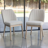 Chloe Dining Chair - Set of 2 - Light Beige with Whitewash Oak Legs - Laura James 