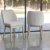 Chloe Dining Chair - Set of 2 - Light Beige with Whitewash Oak Legs - Laura James 
