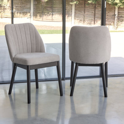 Chloe Dining Chair - Set of 2 - Soft Beige with Black Oak Legs - Laura James 