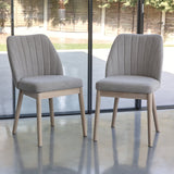 Chloe Dining Chair - Set of 2 - Soft Beige with Whitewash Oak Legs - Laura James 
