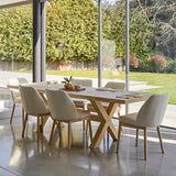 Charlotte Extending Rectangular Dining Table - Whitewash Oak WITH Chloe boucle Dining Chairs - Laura James 
