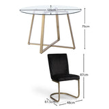 Clara Glass Dining Table Set - 4 Seater - Lola Black Dining Chairs with Gold Legs - Laura James