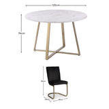 Clara Marble Dining Table Set - 4 Seater - Lola Black Dining Chairs with Gold Legs - Laura James