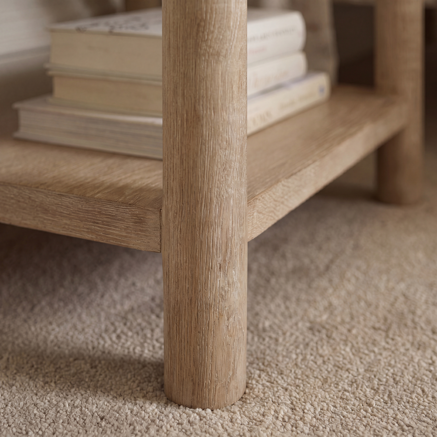 Viola 1 Drawer Bedside Table - Travertine Effect & Chalked Mango Wood - Laura James 