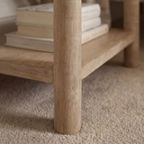 Viola 1 Drawer Bedside Table - Travertine Effect & Chalked Mango Wood - Laura James 