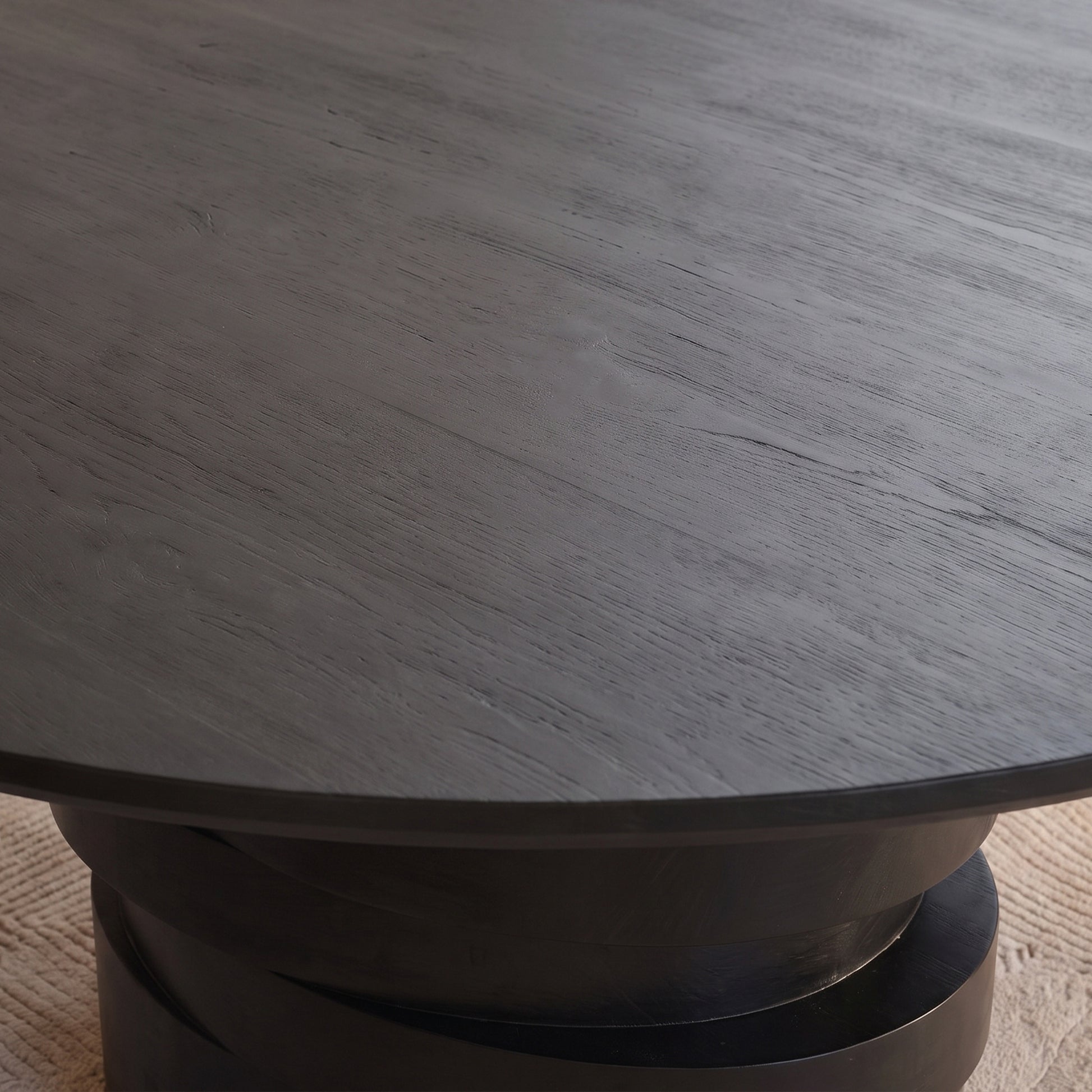 Adam 240cm Jet Black Mango Wood Oval Dining Table - Laura James 
