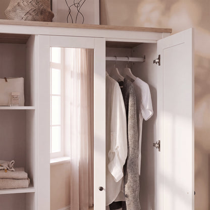Bampton 3 Door Wardrobe with 2 Drawers - Alabaster White - Laura James 