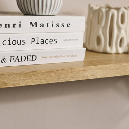Atlas 125cm Mango Wood Wall Shelf - Whitewash - Laura James 