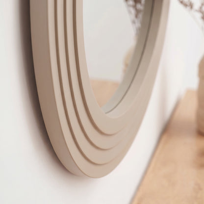 Kubu 70cm Wooden Round Mirror - Taupe - Laura James 