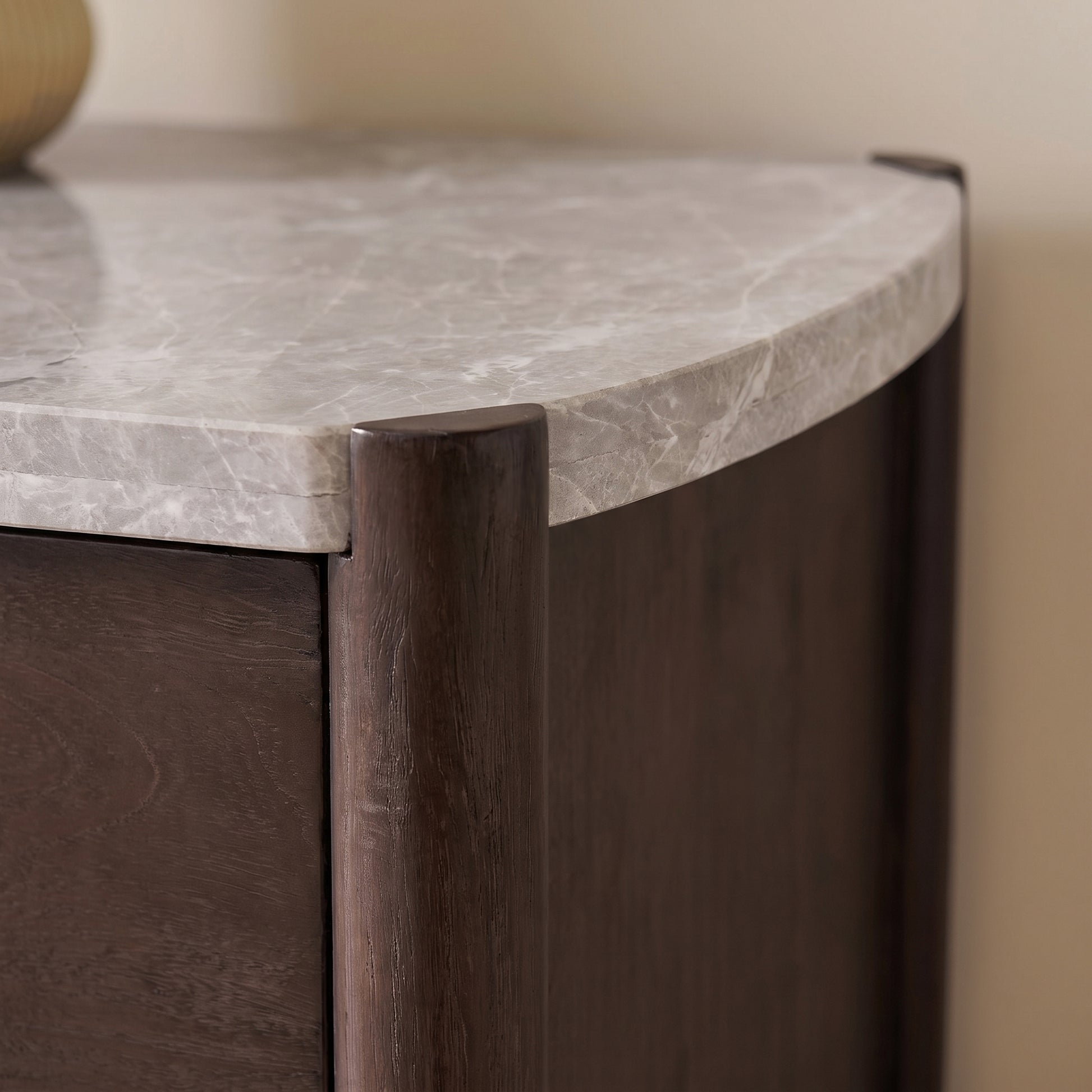 Viola 7 Drawer Tall Boy - Lady Grey Marble & Coffee Brown Mango Wood - Laura James 