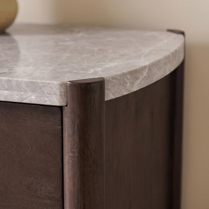 Viola 7 Drawer Tall Boy - Lady Grey Marble & Coffee Brown Mango Wood - Laura James 