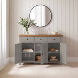 Bampton 3 Door Sideboard - Stone Grey - Laura James 