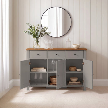 Bampton 3 Door Sideboard - Stone Grey - Laura James 