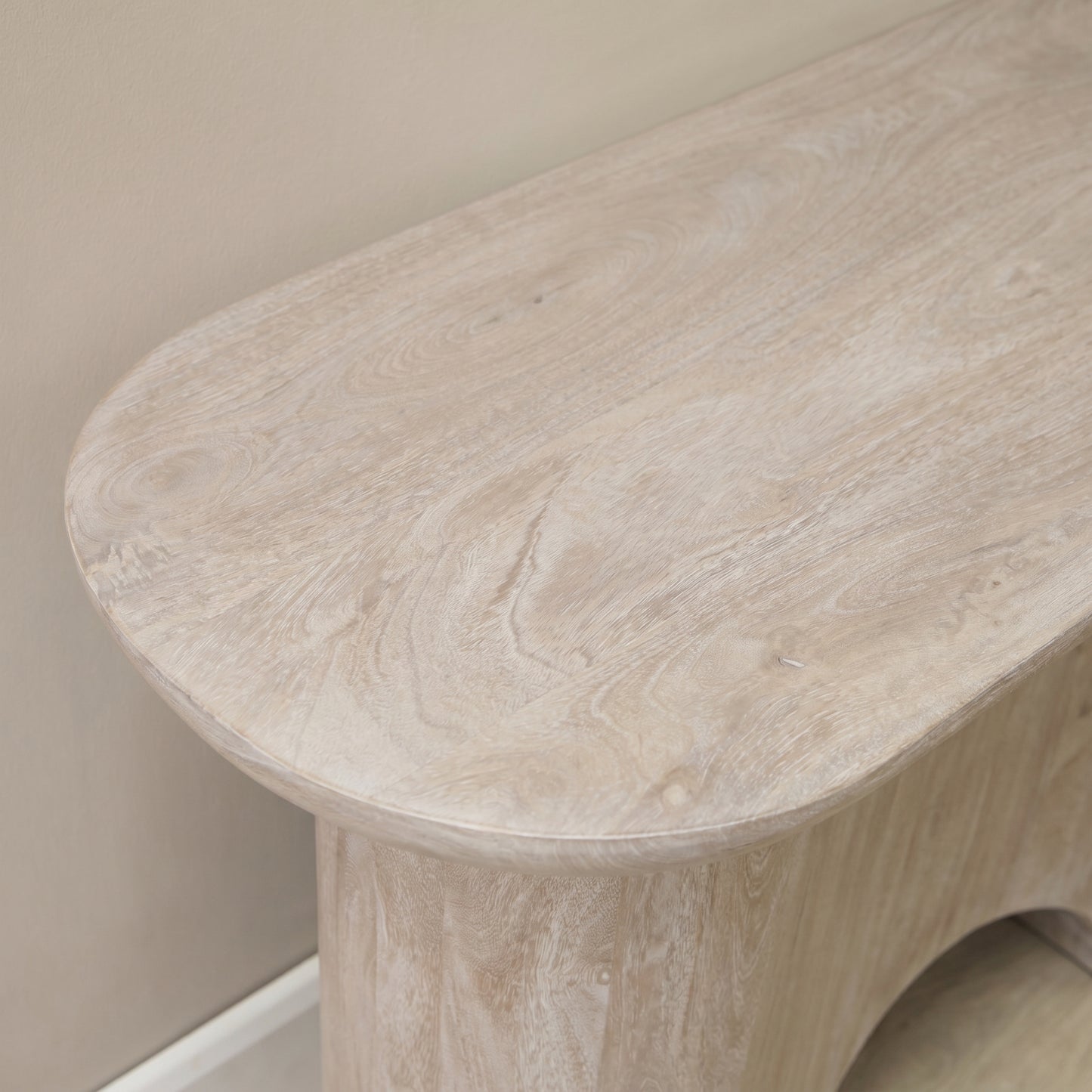 Octavia 110cm Oval Console Table - Limewash - Laura James 