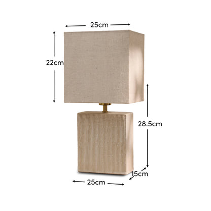 Coates 45cm Table Lamp - Oatmeal with Alabaster White Linen Shade