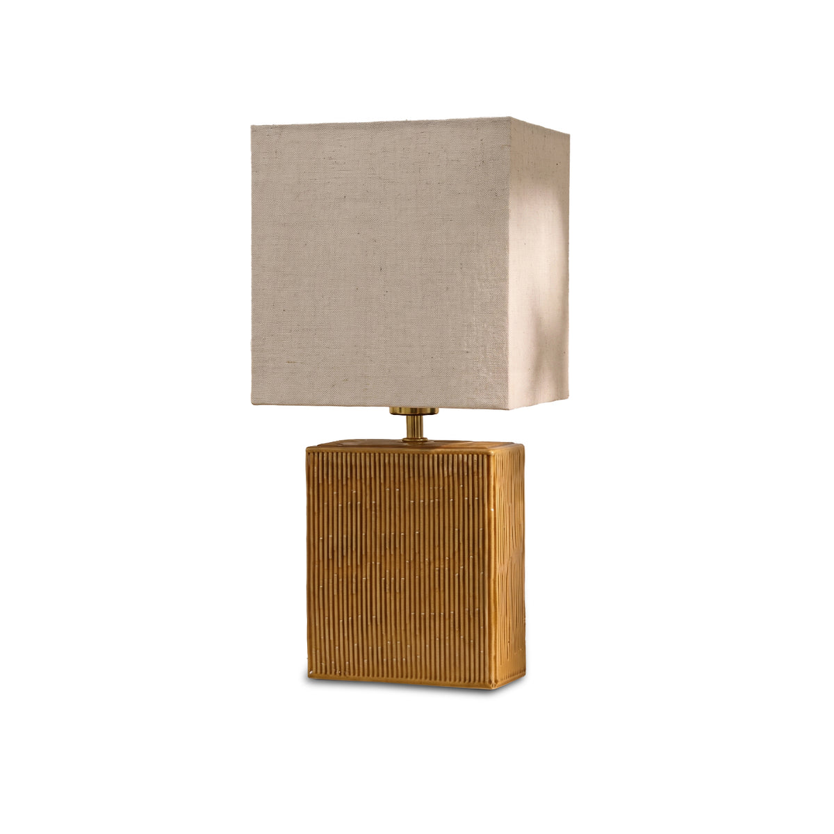 Coates 45cm Table Lamp - Saffron Yellow with Alabaster White Linen Shade