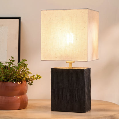 Coates 45cm Table Lamp - Washed Black with Alabaster White Linen Shade - Laura James 