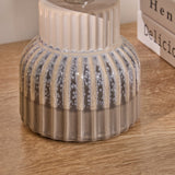 Coates 27cm Ceramic Table Lamp - Blue Reactive Glaze with Cream Linen Shade - Laura James