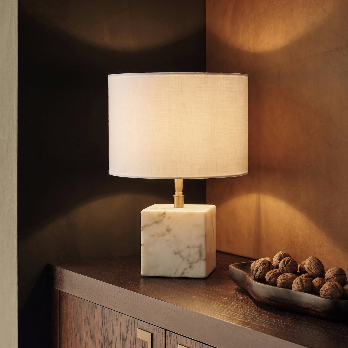 Colmar 15cm Marble Table Lamp Base - White Marble