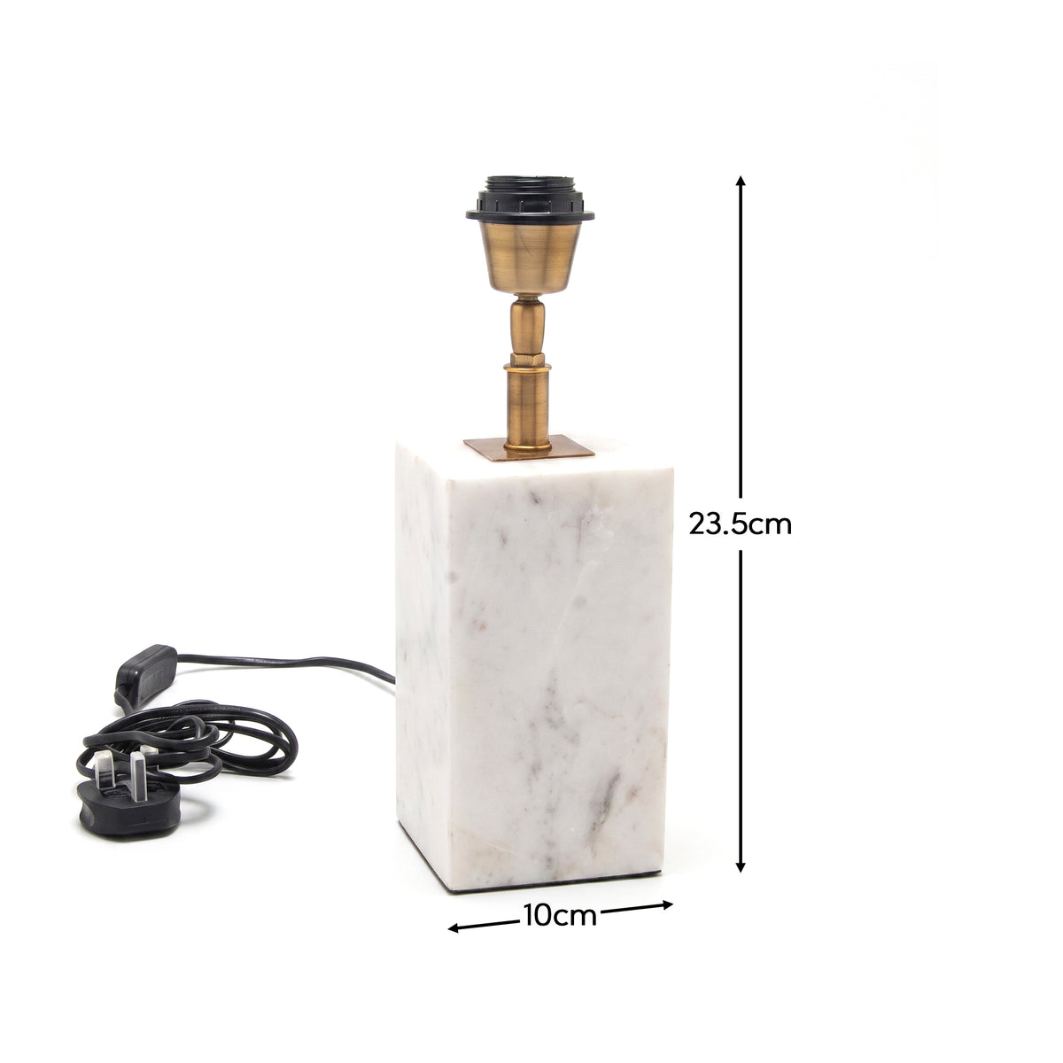 Colmar 23.5cm Marble Table Lamp Base - White Marble - Laura James 