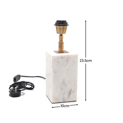 Colmar 23.5cm Marble Table Lamp Base - White Marble - Laura James 