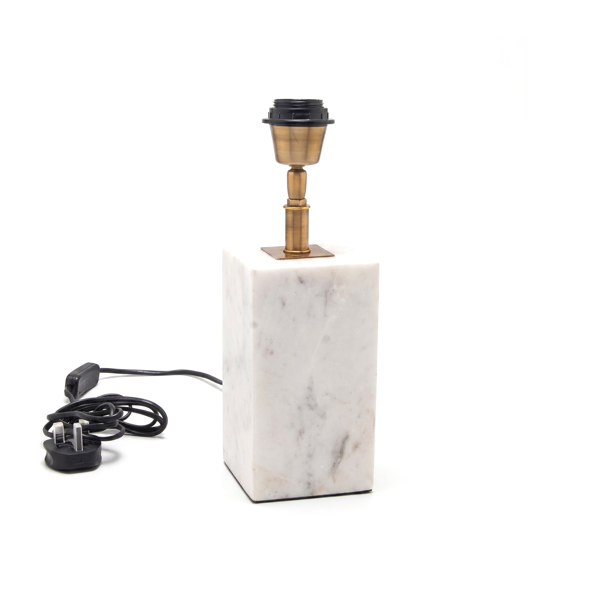 Colmar 23.5cm Marble Table Lamp Base - White Marble - Laura James 