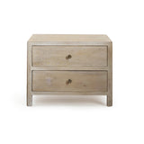 Colton 60cm 2 Drawer Bedside Table - Chalked Mango Wood & Travertine - Laura James 