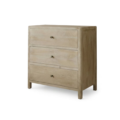 Colton 75cm 3 Drawer Chest of Drawers - Chalked Mango Wood & Travertine - Laura James 