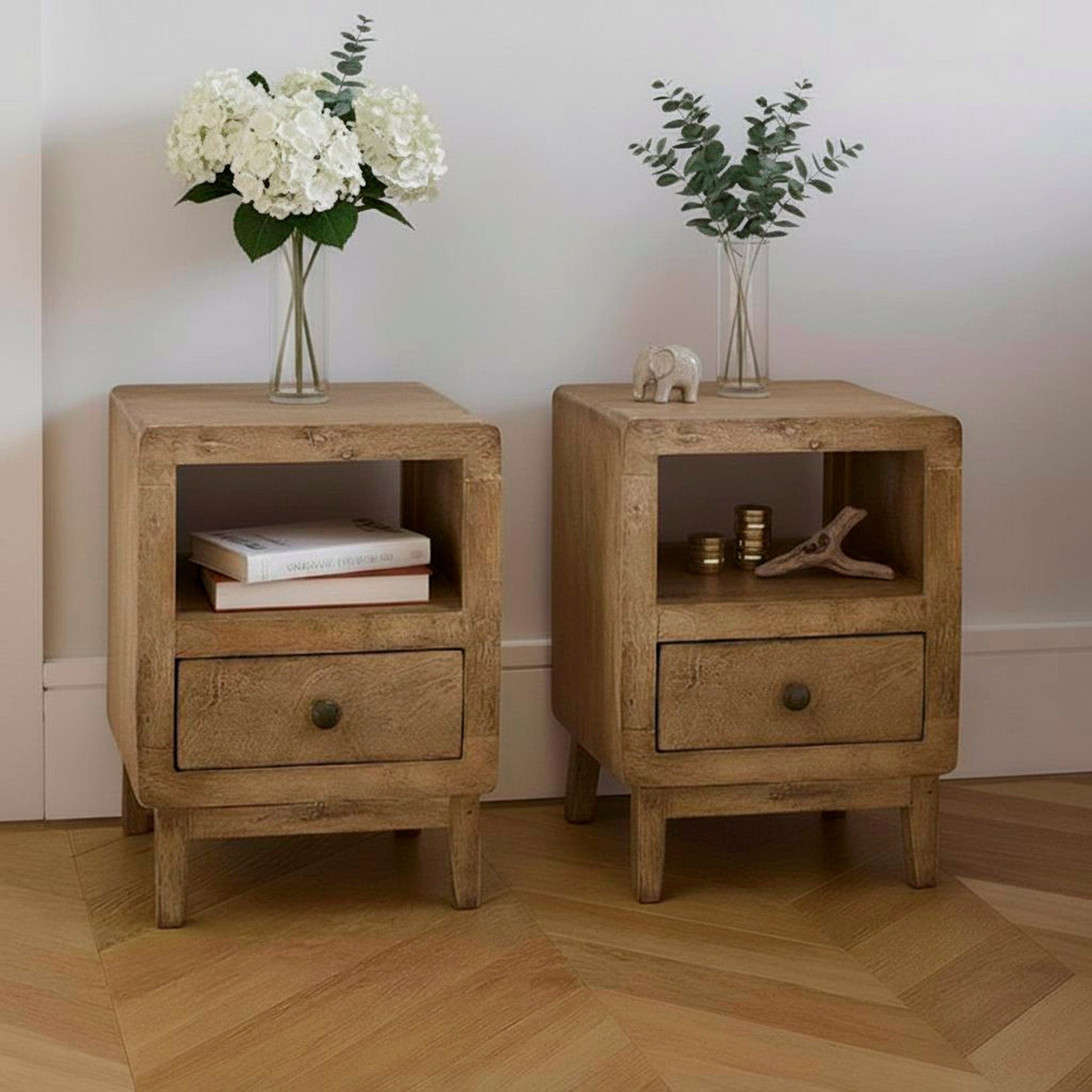 Colton Mango wood Bedside Table - Set of 2 - Laura James 