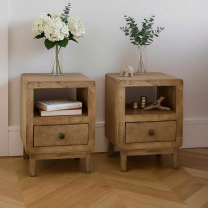 Colton Mango wood Bedside Table - Set of 2 - Laura James 