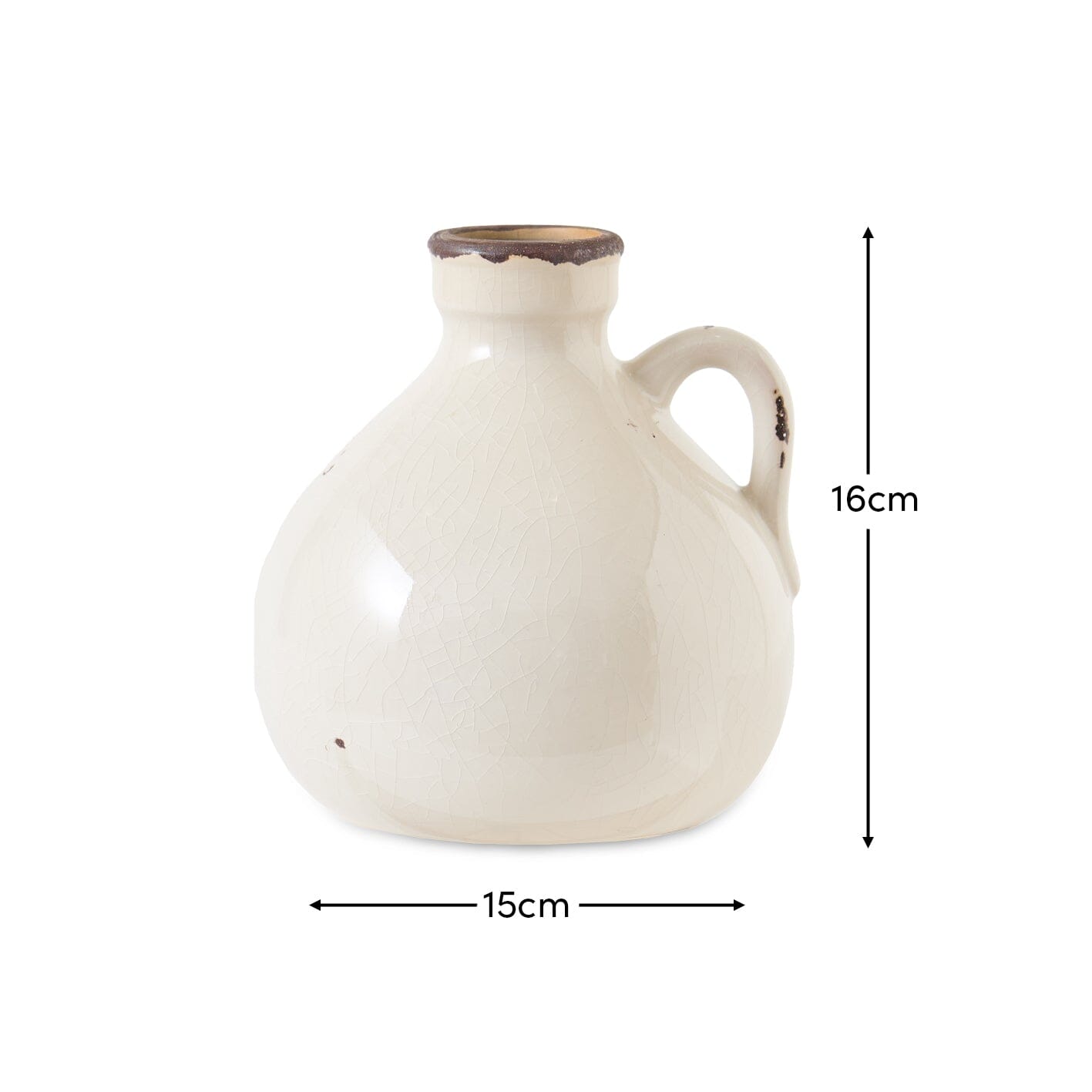 Corsino 16cm Ceramic Vase - Handle - Off White - Laura James