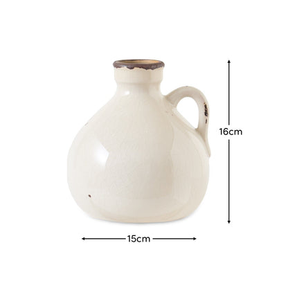 Corsino 16cm Ceramic Vase - Handle - Off White - Laura James