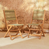 Cove White Acacia Garden Chair - Set of 2 - Mottled Green Rope