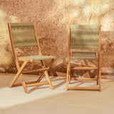 Cove White Acacia Garden Chair - Set of 2 - Mottled Green Rope