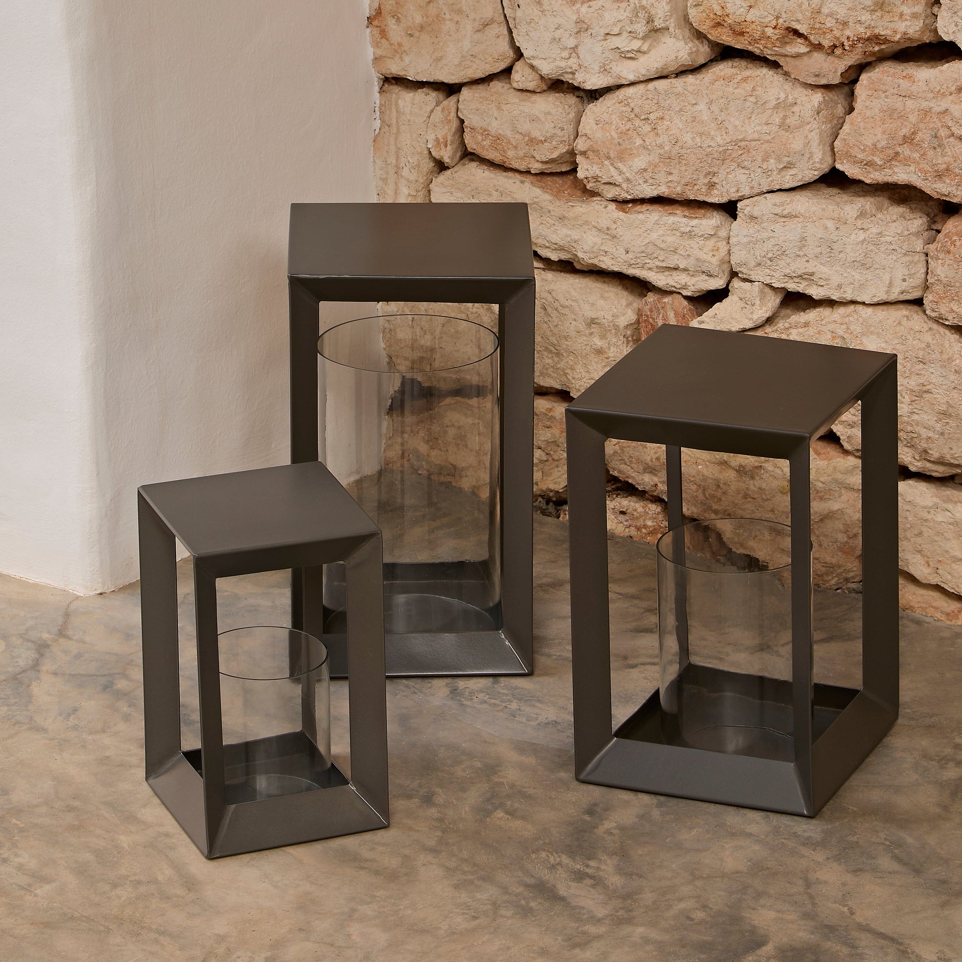 Coxley 25cm Iron Lantern - Nickel - Laura James
